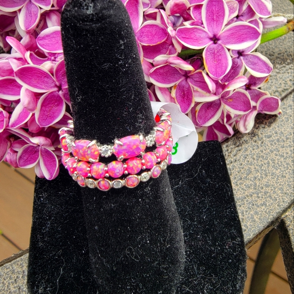 Unicorn alert. Only 1 of 150 made. Lab grown pink fire opal. .925 sterling